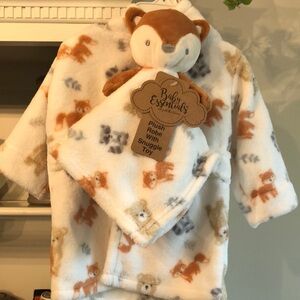 Baby Essentials Kids Pajamas with Plush Toy - White and Brown